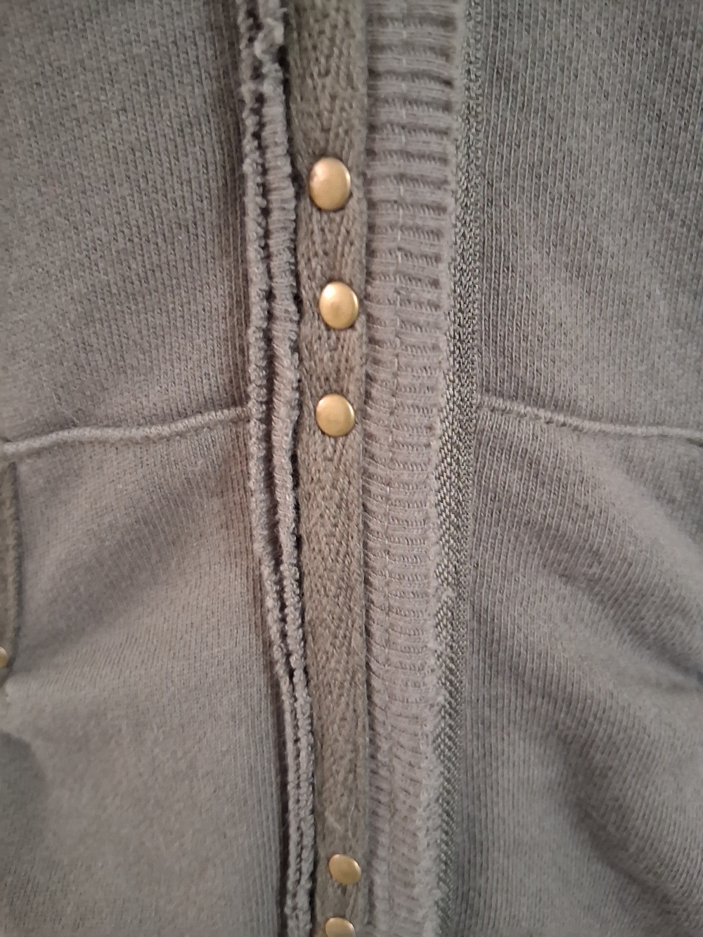 Free People Olive Green Zip Hoodie with Mint Patchwork - Picture 3 of 8